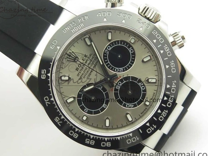 MiroTime 0217 Daytona 116519 Noob 1:1 Best Edition 904L SS Case Gray Black Dial on Black Rubber Strap SA4130 (Free Extra Strap) Durable 3336